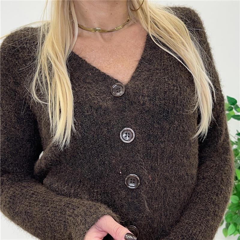 cardigan con bottoni glitter